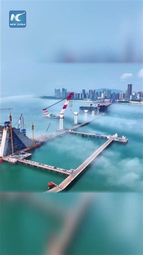 Mega sea-crossing bridge under construction in China's Fujian