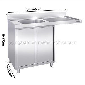 [Hot Item] High Quality Commercial Kitchen Use Outdoor Stainless Steel Single Sink Cabinet with Two Doors