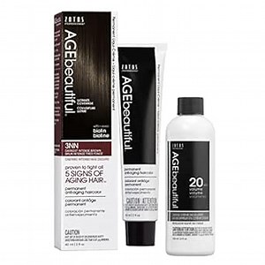 AGE beautiful Permanent Hair Color Dye Liqui-Creme & Developer 20 Volume Set | 100% Gray Coverage | Anti-Aging Haircolor | Biotin for Thicker, Fuller, Healthier Hair | Professional Salon Coloring