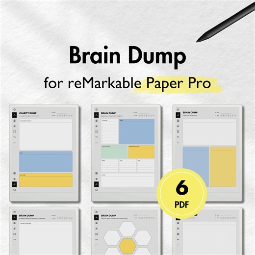 Brain Dump Template for Remarkable Paper Pro, Brain Dump Digital Planner, Checklist Template Task Tracker ADHD Templates for Rmpp - Etsy