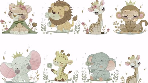 Adorable Safari Animal Embroidery Designs – Zebra, Bear, Lion, Giraffe & Hippo – Digital Embroidery Files in DST, VP3, PES – 4", 5", 7" Size - Etsy