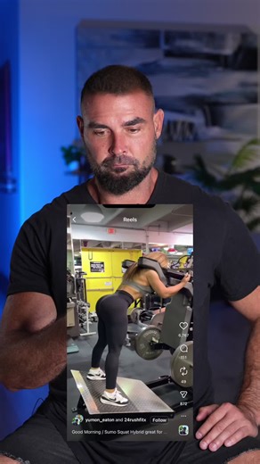 I approve! This is a great exercise. Perfect for a reverse hack squat movement - good morning on the way down, glute dominant squat on the way up. Each phase works the glutes but the alternating ham/quad stimulus may allow for more reps hammering the glutes. #fypage #glutegrowth #trainertips #trainerreacts