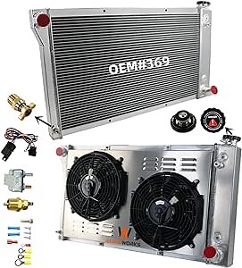 ALLOYWORKS Radiator for 1967-1972 Chevy C10 C20 C30 K10 K20 K30 Pickup Suburban Truck GMC Chevrolet Blazer Van Jimmy L6 V8, 3 Row All Aluminum Radiators 2 X 12" Fan Shroud Thermostat Relay Wire Kit