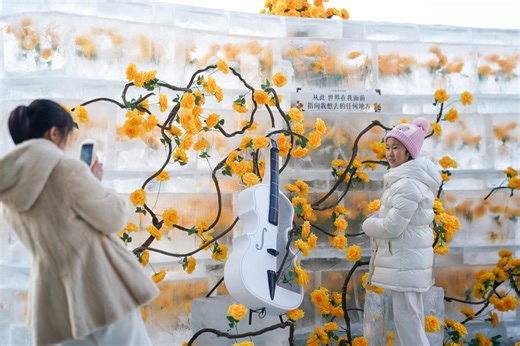 The "Frozen Roses" ice installation has made a stunning return to the entrance of Harbin West Wanda Plaza in the Heilongjiang capital, drawing crowds of locals and tourists eager to take photos. This winter's version boasts a much larger scale, with more creative elements and cultural symbols incorporated into the design. [Photo: VCG] #ChinaTravel #ChinaTour #BetterLife #ChinaBlueprint #4thPlenum #ChineseModernization #HighQualityDevelopment #Winter | China Plus Culture