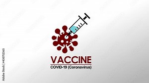 Covid 19(Coronavirus) vaccine injected title animation. A syringe injecting a Covid 19 germs. 4k Video.