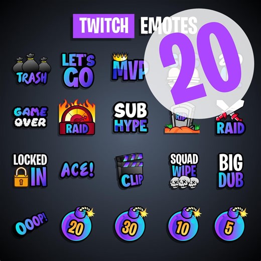 Purple Text Emote for Streaming on Twitch, Kick, Discord | Twitch Emotes | Purple Emotes | Purple Twitch | Clip It | Sub Hype | Trash Emote - Etsy