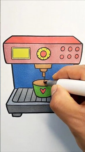 ASMR Coloring: Espresso Machine ☕🎨 Printable Cozy Art #ASMRColoring #Shorts