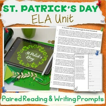 St Patrick's Day Unit - St Pattys Day ELA Paired Passages With Writing Prompts