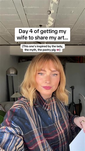 She didn’t choose the pastry life, it chose her 🐷🥐 #artreveal #croissant #homedecor #pig #kitchendecor