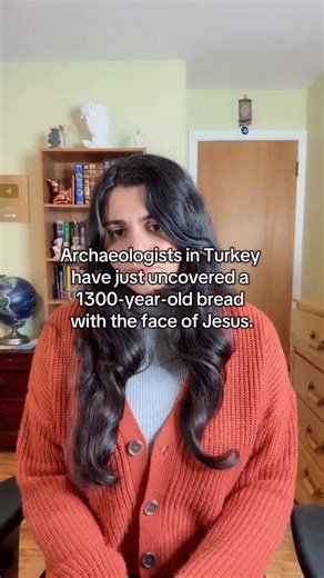 Mae Sharifi on Instagram: "The 'Sower Jesus' image was stamped onto the loaf of bread. Archaeologists suggested the loaf conveyed divine blessing over agricultural labor, perhaps hoping for a bountiful harvest. The combination of the Greek inscription expressing gratitude, the distinctive 'Farming Jesus' iconography, and the Maltese Cross motifs on the loaves suggest these are very likely communion breads used in the central Christian ritual of the Eucharist. In Byzantine Christian practice, bre