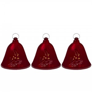 Musical Lighted Red Bells Christmas Decorations - 6.5" - Red - Set of 3