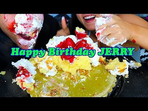 HAPPY BIRTHDAY CAKE JERRY ASMR WITH WIFE EATING CAKE NO TALKING *GONE WRONG* MUST WATCH LOL