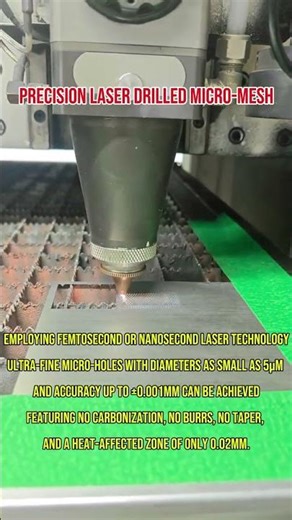 Precision laser drilled micro mesh #lasercuttingtechnology #lasercuttingprocess