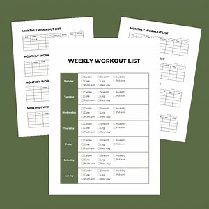 Workout Tracker | Daily, Weekly & Monthly Fitness Log, Exercise Planner and Progress Journal | A4 and Us Letter Printable and Digital PDF - Etsy