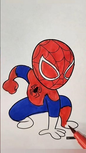 Spiderman drawing & colouring"Cutest Spider-Man Drawing 🕷️ | Easy SpiderMan Drawing for Beginners ✍️