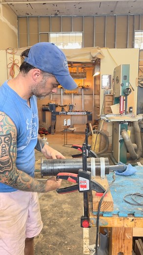 I made this bending iron from a charcoal starter and a shirt length of 3.5” diameter pipe. I couldn’t afford a nicer one and now I’m just used to this. It’s ideal for bending rosette purfling. I grow my thumbnails out just a bit longer just for this task :) #guitarbuilder #guitar #guitarbuilding #luthier #diy #necessityisthemotherofinvention | Freddy Hill