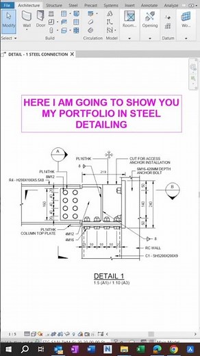 Revit - Steel Detailing 001 #autocad #revitbim #belajarrevit #design #civilengineering