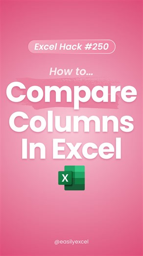 This Excel Shortcut feels illegal to know! 😱 Learn how to compare data from two different columns in Excel! #excel #spreadsheets #accounting #exceltips #finance #workhacks #exceltricks #corporate #tutorial | Easilyexcel