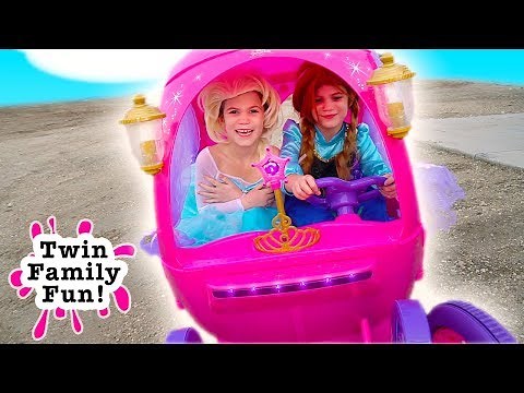 Elsa & Anna Bloopers, Outtakes and Behind the Scenes - Fun with Princess Carriage Power Wheels!