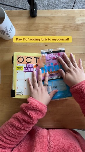 Oct 9 - the Trader Joe’s string cheese packaging was too cute not to add to my junk journal! #junkjournalwithme #junkjournalideas #journalasmr #traderjoes #junkjournalcreator