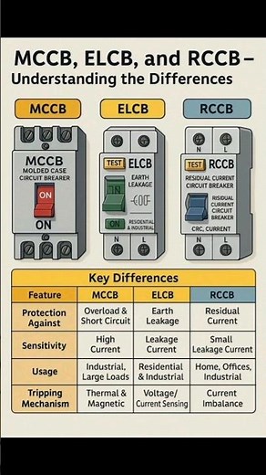 MCCB, ELCB, and RCCB - Understanding the difference ⚡👨‍🔧🪛 #electrician #mccb #elcb #rccb