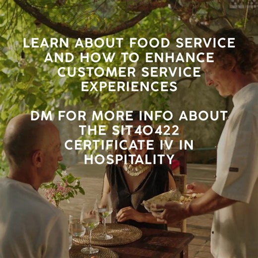 🍽️✨ Brand-new to hospitality? Enrol in the Certificate IV in Hospitality and build real, beginner-friendly skills for cafés, bars and events. 📍 Melbourne CBD 💰 $0 Fees for eligible students ⏳ Duration: 2 - 4 Months 📚 Classroom-based Learning ✨ Skills First Funding available* 🇦🇺 Open to AU/NZ Citizens, PRs & Asylum Seekers 🚫 Not open to International Students 🎓 Nationally Recognised Qualification 🚀 SIT40422 Certificate IV in Hospitality 👥 Ages 18 welcome. People with disabilities are en