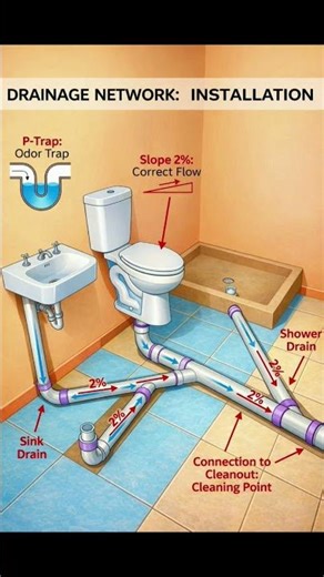 Sanitary Installation with Drainage Network | #Shorts