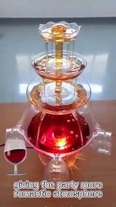 Party Beverage Fountain, 3-Tier Party Beverage/Champagne Fountain Equipment with LED Lighted Base and 5 Cups, 2L Large Capacity, Suitable for Bars, Coffee Shops, Birthday Parties