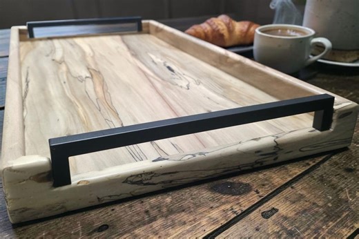Handmade Solid Wood Decorative Serving Trays With Metal Handles – Spalted Maple, Walnut, Cherry, and More. - Etsy