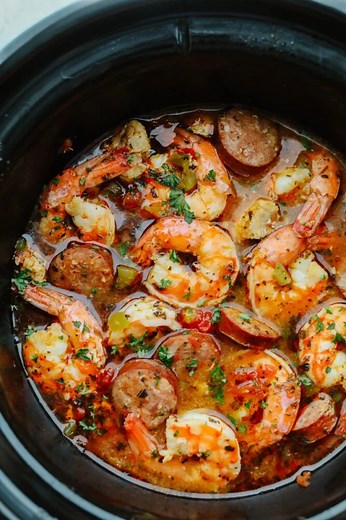 Recipe here: https://therecipecritic.com/slow-cooker-jambalaya/ Slow Cooker Jambalaya is loaded with tasty sausage, chicken, and shrimp that gets cooked low and slow to activate the bold spices. | The Recipe Critic
