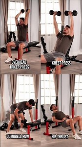 Repeat this 3x 💪 15-Rep Bench x Dumbbell Workout 🔥
