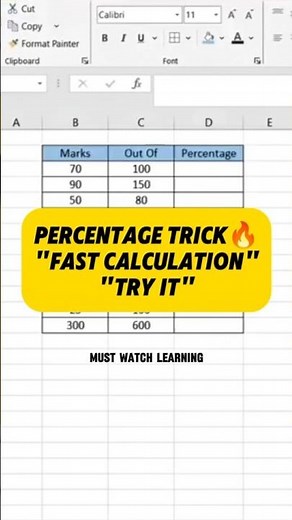Percentage Trick in Excel You Never Forget! 😱
