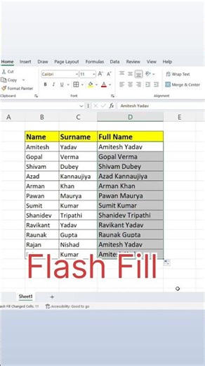 Flash Fill- Full Name- Excel tips & Tricks | #excel