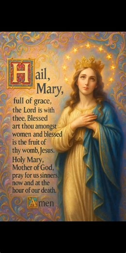 Hail Mary, full of grace, the Lord is with thee. Blessed art thou amongst women and blessed is the fruit of thy womb, Jesus. Holy Mary, Mother of God, pray for us sinners, now and at the hour of our death. Amen “The Beauty and Power of the Hail Mary” The Hail Mary is one of the most beloved and profound prayers in Christianity. Rooted in Scripture and overflowing with grace, it encapsulates the heart of Marian devotion — a humble yet powerful call for the intercession of the Mother of God. 1. A 