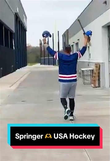 Biiig hockey guy 🏒 George Springer was AMPED UP about @USA Hockey’s gold medal win! 🥇 Via Keegan Matheson/MLB #mlb #baseball #olympics @Toronto Blue Jays