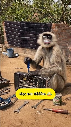 मैकेनिक बन्दर 🔥😂 #rockahmad07 #funny #comedyvideos #monkey #shorts