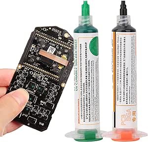 Watris Veiyi 2PCS Solder Mask Ink, PCB UV Curing Solder Mask Soldering, PCB Solder Resist Ink for Electronic Components Insulation Protection, No Plunger (Black & Green)