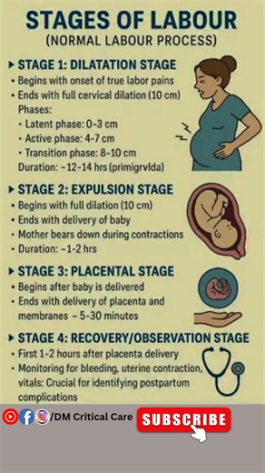 Stages of Normal Labour|Labour Stages|DM Critical Care #normallabourstages #ytshorts