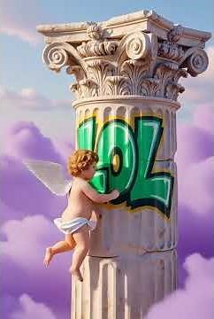 Cheeky Cherub Graffiti: Angel Paints LOL on Heavenly Column 😇🎨 | Fun Cloud Animation 4K