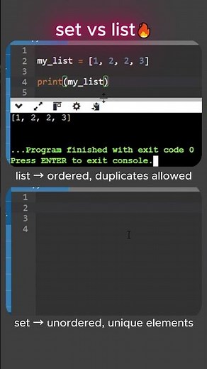 set vs list 😶‍🌫️ | Python Interview Concept 🔥 #coding#shorts