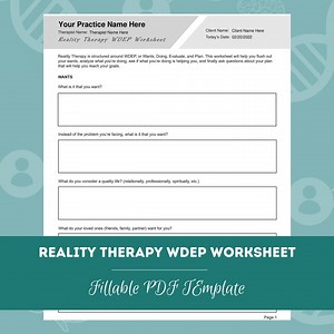 Reality Therapy WDEP Worksheet | Editable / Fillable PDF Template | for Counselors, Psychologists, Therapists - Etsy