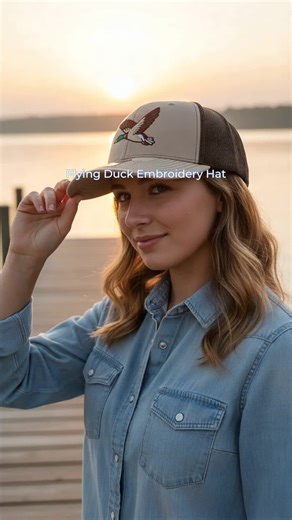 Flying Duck Embroidery Hat - Richardson 112 #unisexhat #embroideredsweatshirt #fashionwinterhat #embroideredhoodies #handmadehoodies #personalizedhats #americanflaghat #customembroider #embroiderysweatshirt #hatsforhim