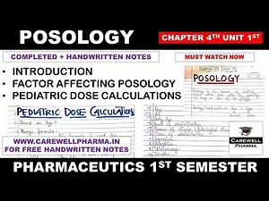 Posology in Pharmaceutics | Factor Affecting | Pediatric Dose calculation | Ch 4 U 1 | Pharmaceutics