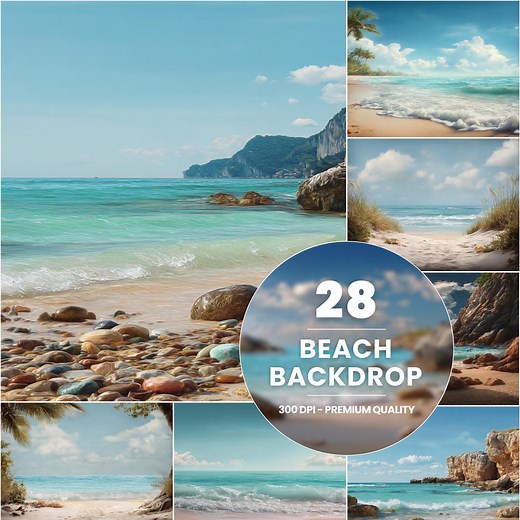 28 Summer Beach Digital Backdrops: Photography Photoshop Overlays (digital Download) - Etsy