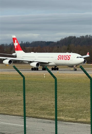 Swiss A340 Take-Off from Zurich Runway 16