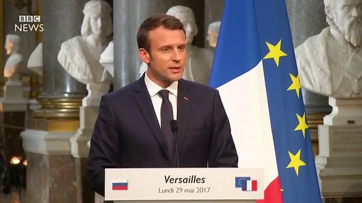 France's Macron holds 'frank exchange' with Putin - BBC News