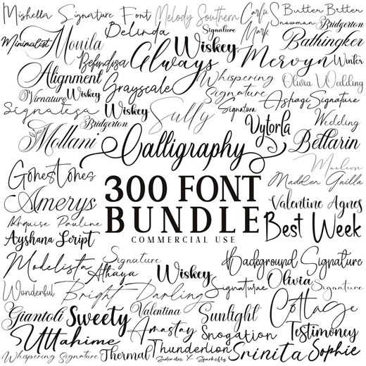 300  Calligraphy Fonts Bundle: Decorative Fonts for Cricut, Handwriting Fonts, Wedding Fonts, Script Fonts, Cursive Font, Procreate Fonts - Etsy Australia