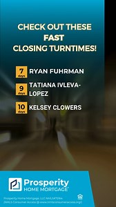 We're excited to celebrate our mortgage team's lightning-fast closing speed. Your dream home is just a swift process away! Message us today to kickstart your home loan journey. ⚡ #Homeownership #ProsperLocal | Prosperity Home Mortgage, LLC | Facebook