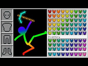 Stickman vs Minecraft RAINBOW STICKMAN INVENTORY / Animation vs Minecraft Stick Man Figure Fight