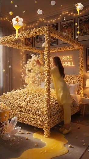 Giant Popcorn Bed Explosion 🍿 | Magical Cinema Bedroom | AI Dream Bed #twokidsroom